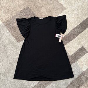 Coastal Comfort Women's 2X Black Jersey Knit Maxi Dress NWT Crew Neck